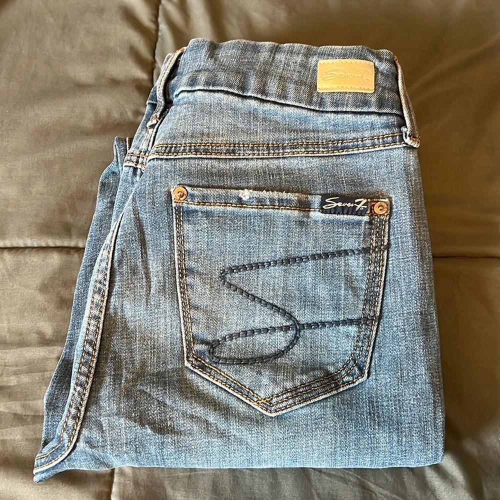 Seven7 Tummyless High Rise Skinny Jean Size 6 Light Wash